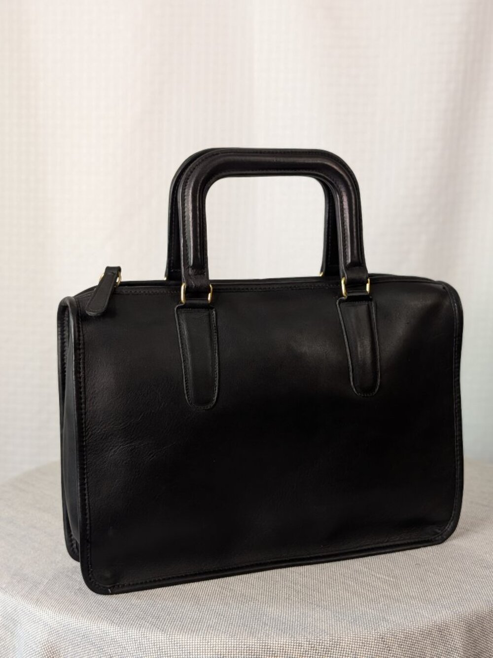 Vintage Coach Slim Satchel Black Leather Top Handle Bag USA Made
